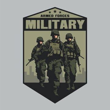 Army Soldier Military Special Forces vintage badge logo