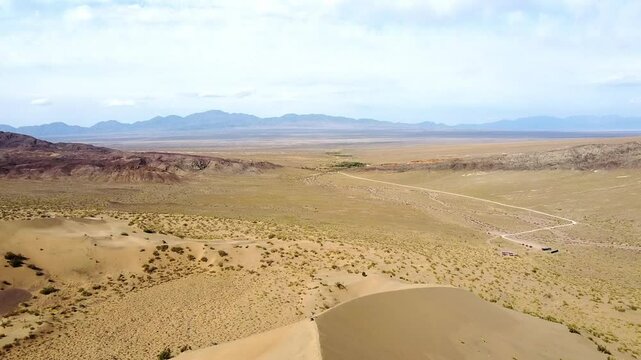 Singing Dunes aerial view of Altyn-Emel National Park, Kazakhstan