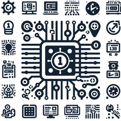 Fototapeta premium AI Generate of Circuit Board Icon, Vector, Graphic illustration. Suitable for website design, logo, app, template, and ui