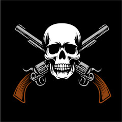 Skull with Guns Design Tattoo