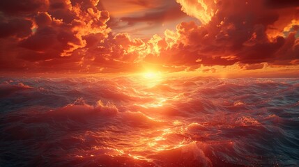 Fototapeta premium Dramatic Sunset Over the Ocean