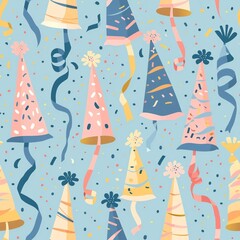 Birthday Party Hats with seamless pattern