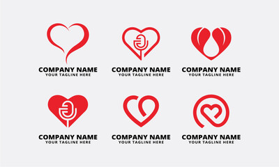 set of icons podcast hearts