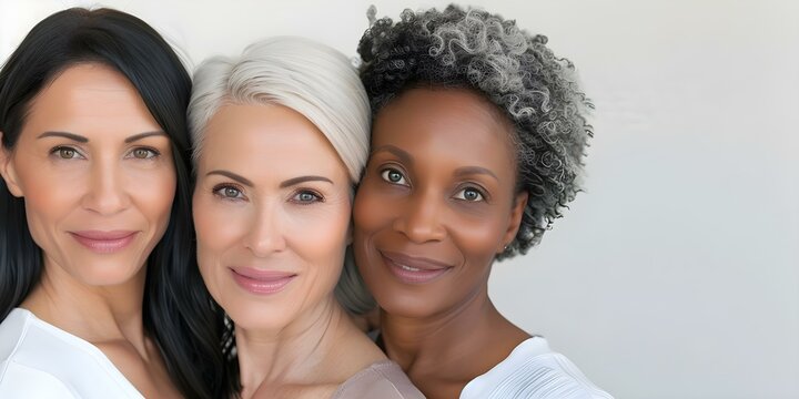 Portrait of three women in their 40s with radiant skin. Concept Portrait Photography, Beauty, Skin Care, Women in their 40s, Radiant Skin