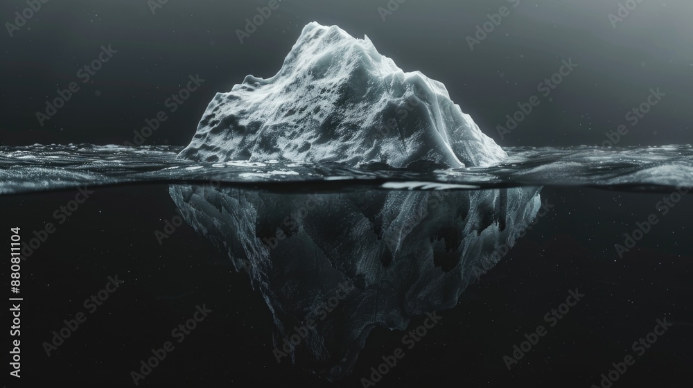 Poster a large ice mass floating on calm waters, surrounded by nothing but sea and sky