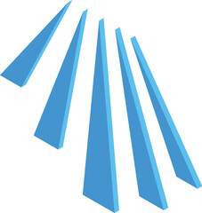 Abstract 3d illustration of blue geometric shapes creating an illusion of converging lines