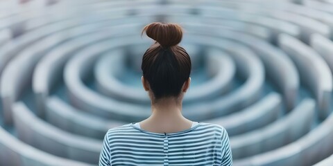 Navigating Self-Doubt in a Maze of Self. Concept Self-Doubt, Overcoming Obstacles, Personal Growth, Inner Strength, Building Confidence