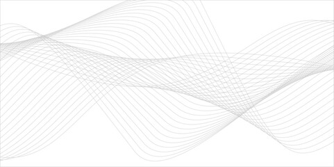Fototapeta premium White wave curve lines banner background design. Abstract soft wave lines dynamic flowing gray light isolated background. Vector Illustration of the gray pattern of lines. Black stripes on white .