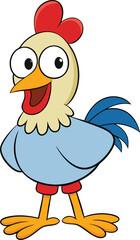 Happy chicken vector art design with white background for kids