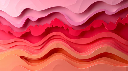 Abstract 3D layered art with vibrant pink, red, and orange waves creating a mesmerizing visual effect.