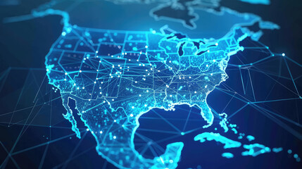 Fototapeta premium North America Telecommunication Progress, From Analog to Digital and 5G Expansion