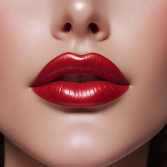 Fototapeta premium Show a close-up of a lip balm stick being applied to the lips.