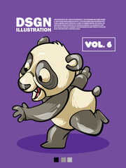 Illustrations of cute pandas with cheerful expressions are good for t-shirt designs, brand logo icons