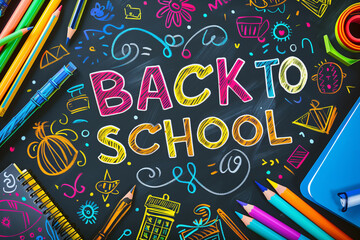 Colorful Back to School Chalkboard Background