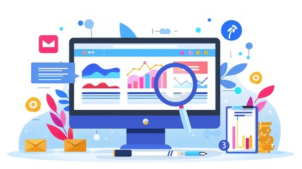 Data analysis and business growth visualization with graphs and charts.