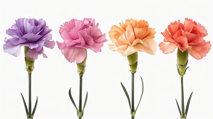 Four Carnations in Different Colors.