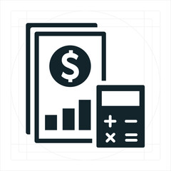 Income Statement Icon A vector illustration in monochrome, depicted entirely filled.