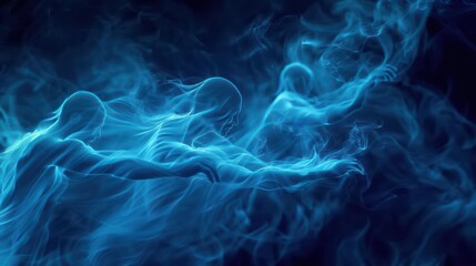 Obraz premium In a supernatural scene, elemental spirits dance and weave the fabric of seasons, their movements producing a mesmerizing, hightech display with available copy space