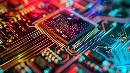 Closeup of a Circuit Board with a Chip