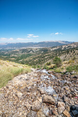 The scenic views of Gömbe Uçarsu Waterfall which  fly like a white cloud down the rocks at an altitude of about 50 meters, with a cave underneath, Gömbe, Kaş, Antalya