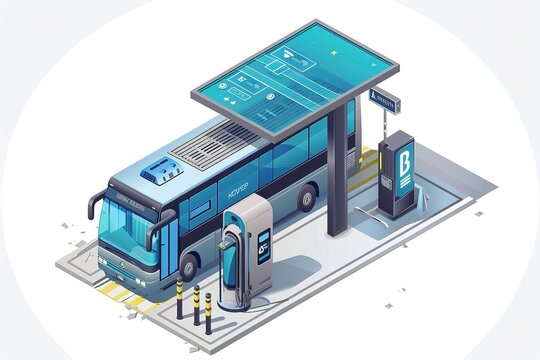 hydrogen station h2 for bus and truck, isometric