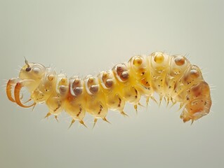 Incredibly Detailed Macro Shot of Fungus Gnat Larvae on Pastel Background with Studio Lighting