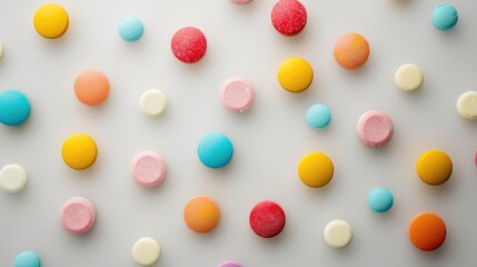 Vibrant pills on white background for medical pharmacy concept