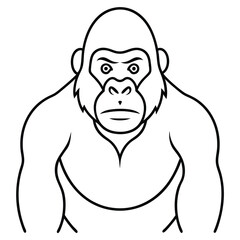 Stunning Gorilla Line Art Vector Illustration - Perfect for Cartoons, Clipart, and Design.