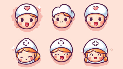 Fototapeta premium a nurse Icon, Funny Cartoon Kawaii Character, Chibi Sticker Collection 