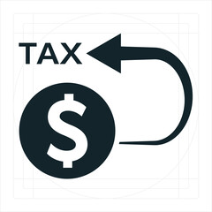 Tax Refund Icon A vector illustration in monochrome, depicted entirely filled.