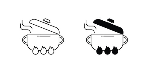 pot set icon with white background vector stock illustration