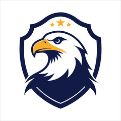 Bald Eagle Unique Logo Design with Decorative Frame, White Background Vector Illustration