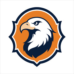 Bald Eagle Unique Logo Design with Decorative Frame, White Background Vector Illustration