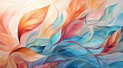 Abstract leaves dancing in gentle breeze