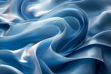 Fototapeta premium Abstract background, shiny fabric waves with sharp edges, variety of blue, gray and white tones and shades. Concept for background, wallpaper, design, web, printing, advertising, graphic elements