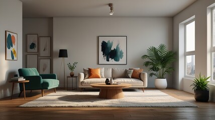 Fototapeta premium An example of a contemporary living room design