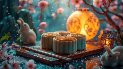 Mid-Autumn Festival Feast: Mooncakes, Lanterns, and Rabbits