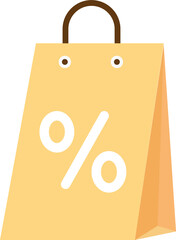 Paper Shopping Bag Flat Icon with promo discount percentage.