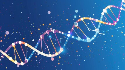 Abstract DNA Double Helix on Blue Background