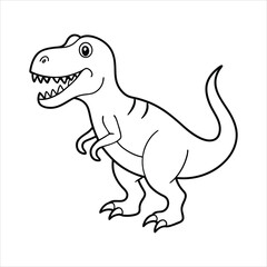 Tyrannosaurus Rex roaring vector line art