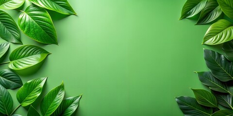 Naklejka premium Green Leaves on Solid Background Generative AI