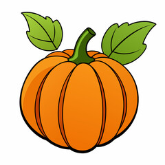 Pumpkin vector illustration, pumpkin vector art, pumpkin silhouette, pumpkin with leaves vector icon