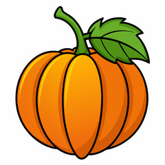 Pumpkin vector illustration, pumpkin vector art, pumpkin silhouette, pumpkin with leaves vector icon