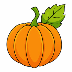 Pumpkin vector illustration, pumpkin vector art, pumpkin silhouette, pumpkin with leaves vector icon