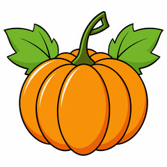 Pumpkin vector illustration, pumpkin vector art, pumpkin silhouette, pumpkin with leaves vector icon
