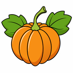 Pumpkin vector illustration, pumpkin vector art, pumpkin silhouette, pumpkin with leaves vector icon