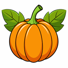 Pumpkin vector illustration, pumpkin vector art, pumpkin silhouette, pumpkin with leaves vector icon
