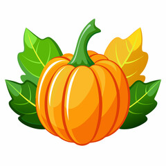 Pumpkin vector illustration, pumpkin vector art, pumpkin silhouette, pumpkin with leaves vector icon