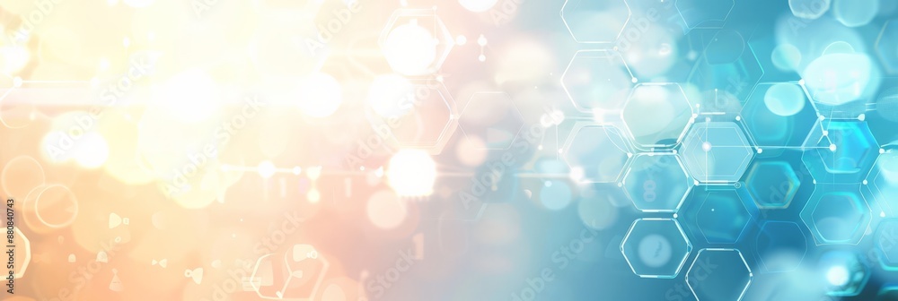 Aufkleber Abstract molecular design with hexagonal elements on a gradient background. Perfect for healthcare and scientific presentations. Concept of medical and pharmaceutical innovation.