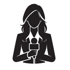 News reporter silhouette vector illustration isolated on a white background